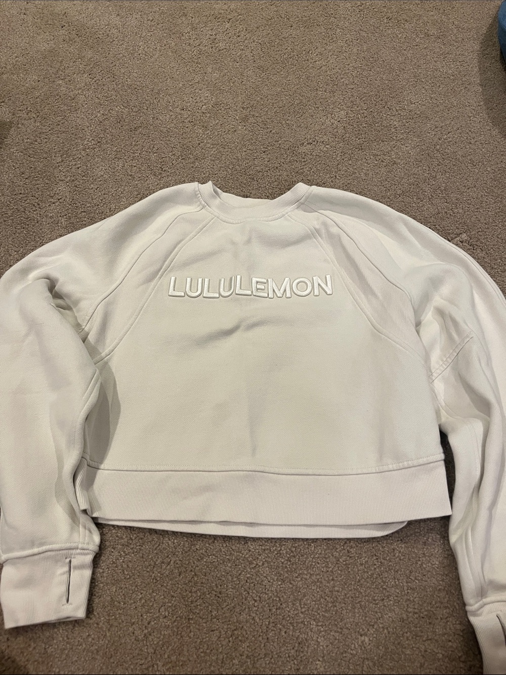 lululemon athletica Cream Embossed Logo Crewneck Sweatshirt